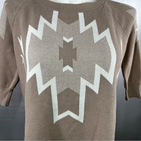 Express Taupe Aztec Print Tunic Sweater S - Picture 3 of 7